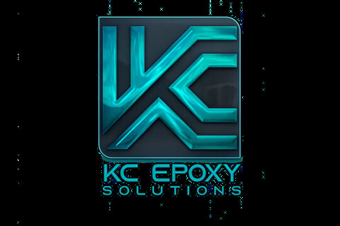 KC Epoxy Solutions logo featuring glowing cyan stylized KC letters on dark background