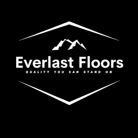 Everlast Floors logo with mountain peaks inside a hexagon shape and tagline Quality You Can Stand On